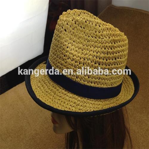 crocheted fedora hats/handmade paper straw hats for women/top hats