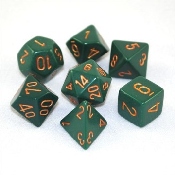 Opaque Polyhedral Dusty Green/copper 7-Die Set, polyhedral dice, polyhedral dice set