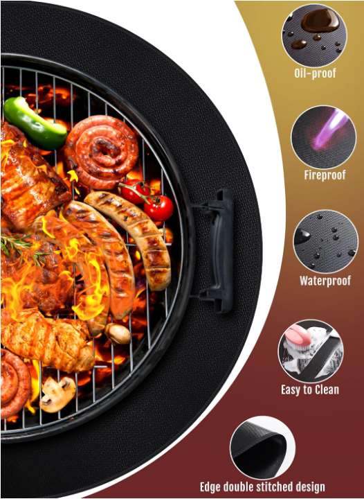 47in Round Fire Pit Mat for Stove Bonfire Grill Fireproof Stove Mat Outdoor Grill Deck Protector Circular Mat for Under Grill