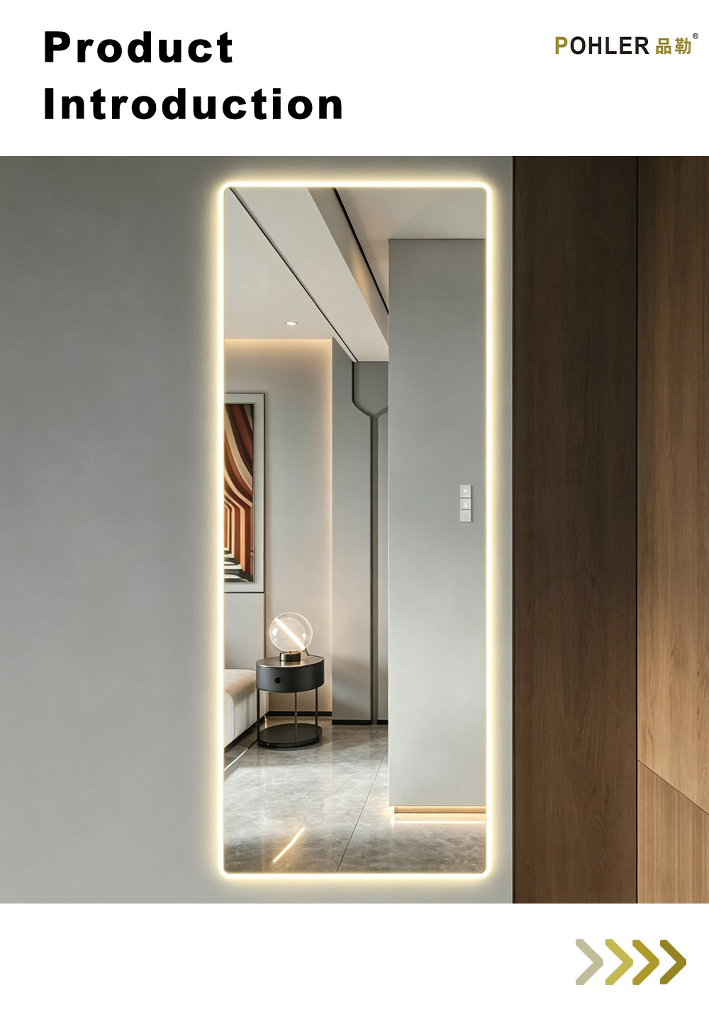 D071 Прямоугольное светодиодное полное зеркало X D071 Rectangular LED Full Mirror X
