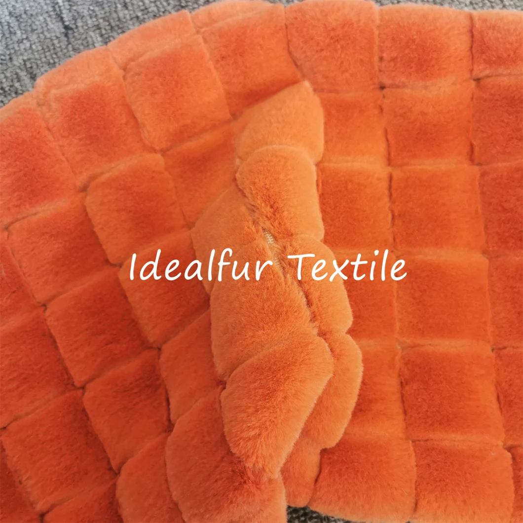 Jacquard Rabbit Fake Fur with Square Design