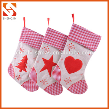Top Quality Home Decoration Pattern Embroidered Canvas Xmas Stockings