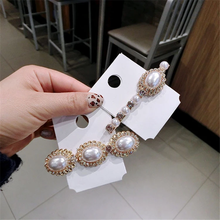 2018 New Wholesale Promotion Gift Girls Customise Fashion Hair Jewellery Accessories Hair Pin Leopard Crystal Flower Pearl Hairclip for Women