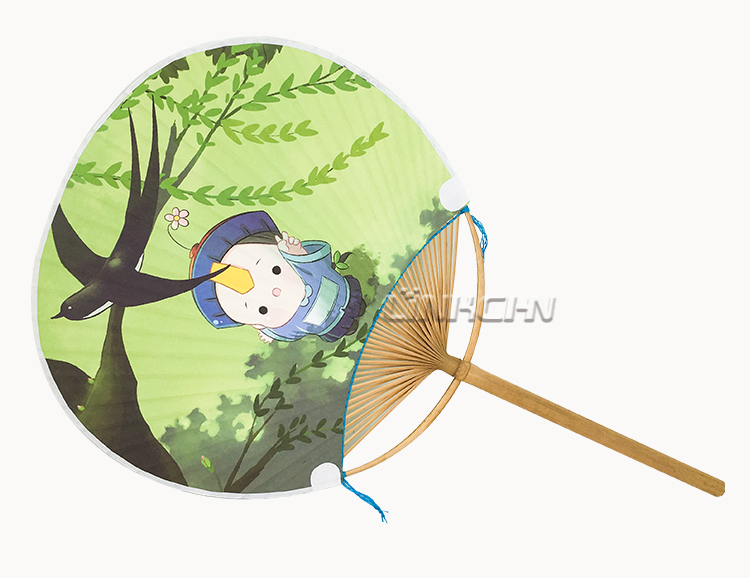 Cartoon decorative circular hand fan round fan in promotion