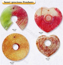 Semi-Precious Pendants HEART,round shape