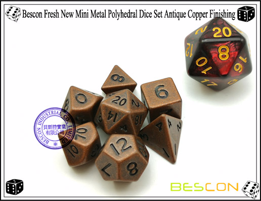 Bescon Fresh New Mini Metal Polyhedral Dice Set Antique Copper Finishing-3 Bescon Fresh New Mini Metal Polyhedral Dice Set Antique Copper Finishing-3