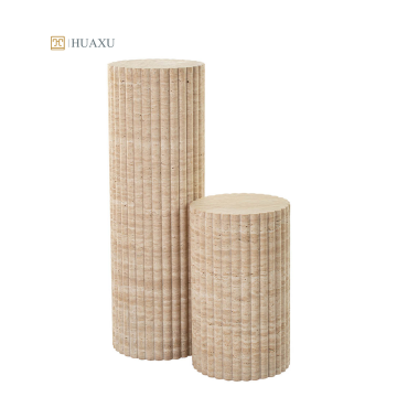Huaxu Italy Travertine Block Fluted Cylinder Plinth