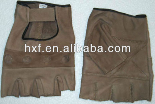 brown fingerless leather gloves