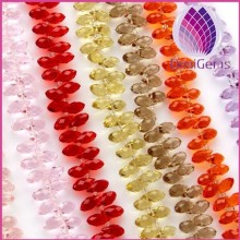 wholesale factory price mix color 6x12mm faceted teardrop crystal glass beads