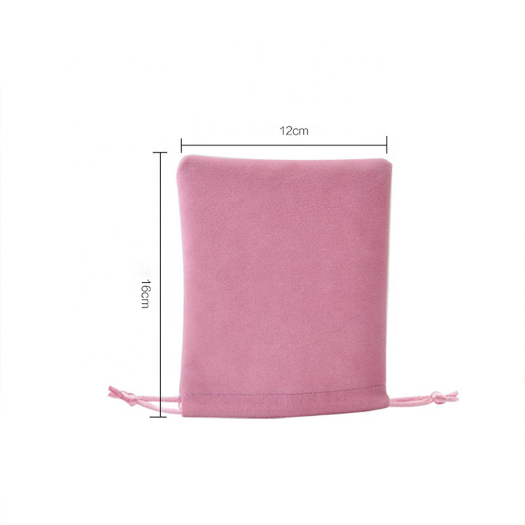 Wholesale custom most popular gift jewelry pouch bags pink velvet cosmetic jewelry drawstring bag with print logo