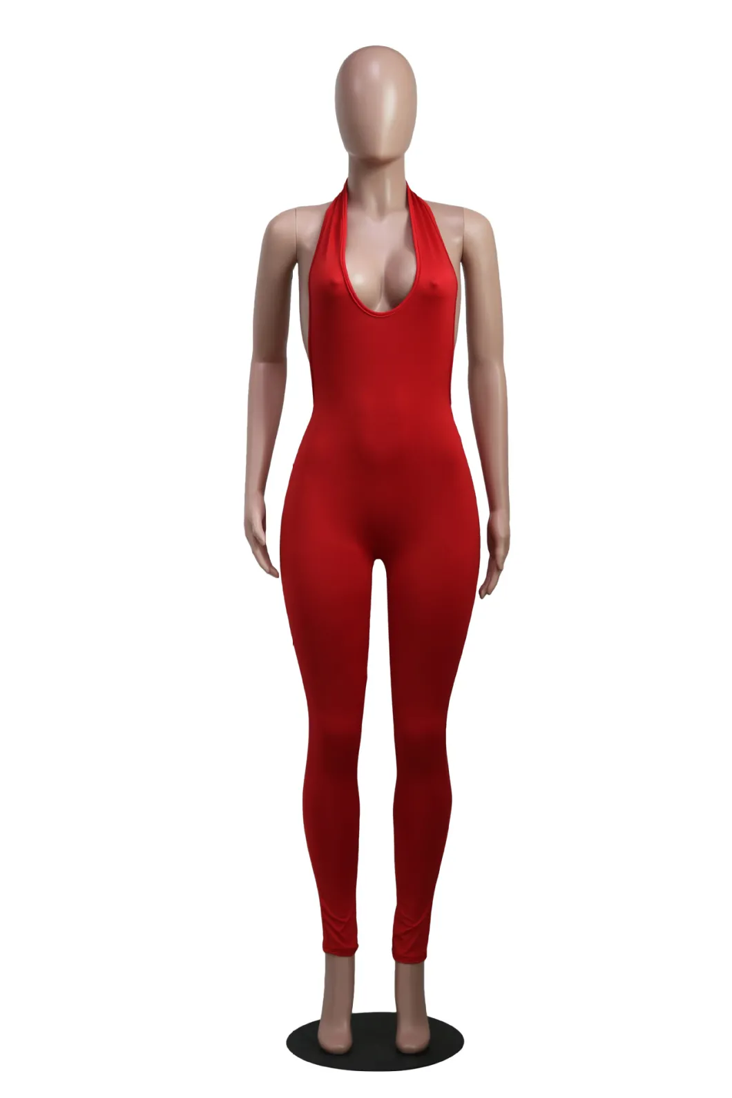Fancy Good Quality Women V Neck Bodycon Onesie Ladies Solid Color 2020 Sexy Jumpsuits