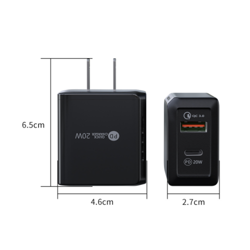 20W 2-port QC3.0 och typ-C USB-väggladdare