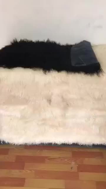 China factory wholesale Long Hair 2' x 4' Mongolian Lamb Fur Blanket Tibetan / Mongolian Lamb Fur Plate