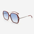 Polygonal Acetate And Metal Combined Women's Sunglasses 23A8116