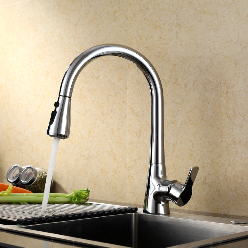 Polished Chrome Kitchen Faucet Spary Water Polished Chrome Kitchen Faucet Spary Water