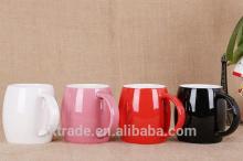 Custom logo drum shape ceramic mug/barrel shape mug