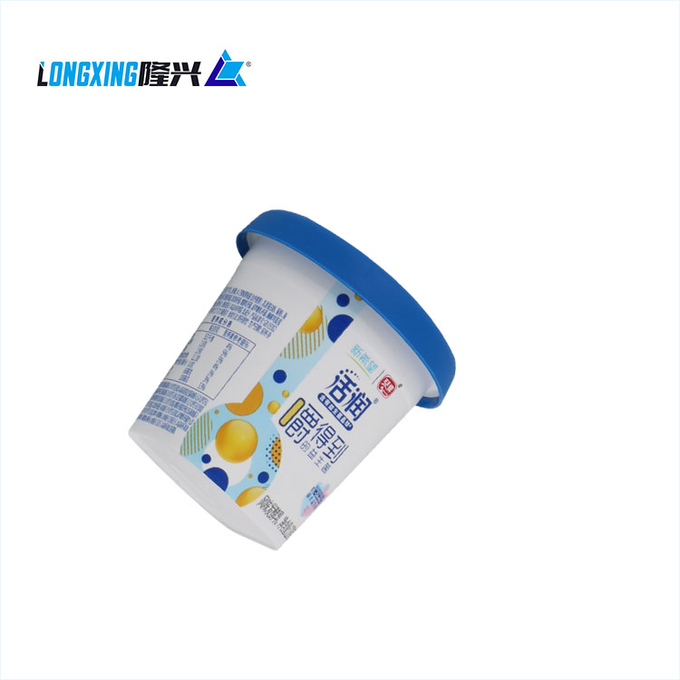 manufacturer food grade IML packaging custom logo plastic 150g pudding cheese cup with spoon yogurt cup with lid