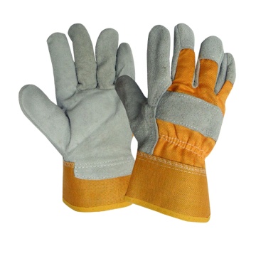 GL1020 Welding Gloves: Full Palm Rubberized Yellow Leather Working Gloves