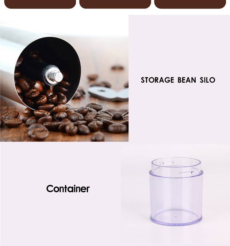 cylinder plastic container hand manual coffee bean ceramic adjustable grinder