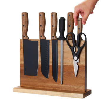 Magnetic Acacia Wood Knife Block for 2 Side Magnetic Kitchen Knives