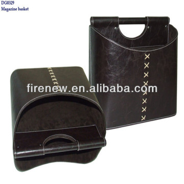 leather magazine basket, storage box with handle