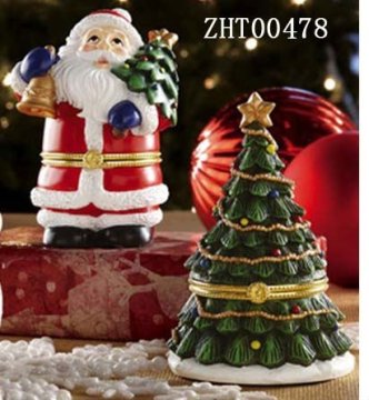 Christmas tree and snowman Collectible Christmas Trinket Boxes