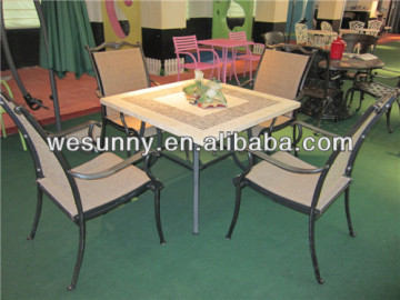 WF1062 outdoor garden cast aluminum marble dining table set