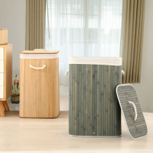 Collapsible Bamboo Laundry Hamper for Clothes and Toy Storage