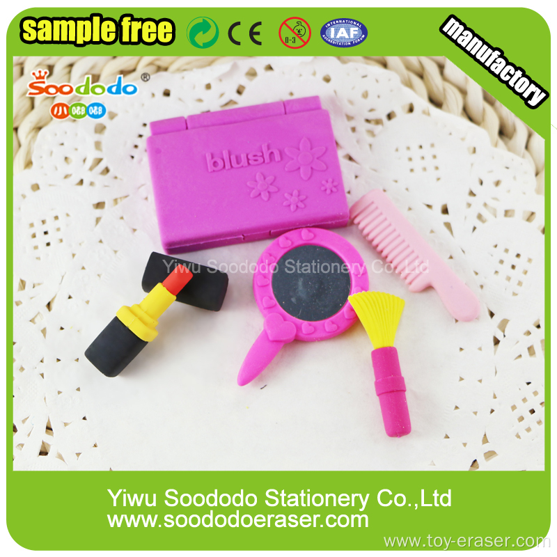 EN71, Phthalate free, CPSIA standards 3D TPR and Rubber erasers for girls