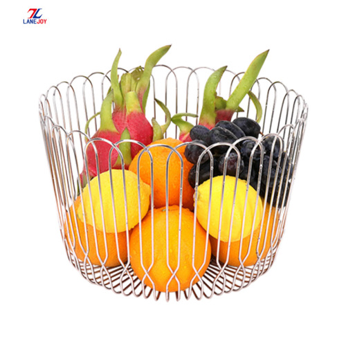 Stainless Steel Metal Wire Hollow Fruit Storage Basket