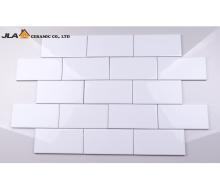 White Ceramic Herringbone Kitchen Wall Tile