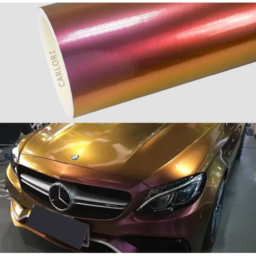 Solshining Fantastisk Guld Röd Bil Wrap Vinyl