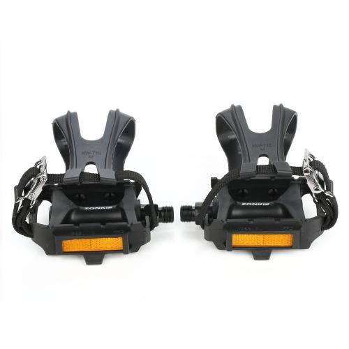 Bike Resin Pedals with Toe Clip/Strap 9/16 Inch