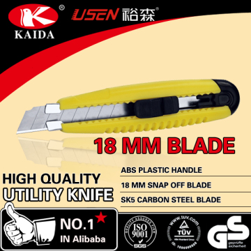 Plastic handle 18 mm Blade Utility Knife safety cutter knife