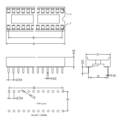 2.54mm IC Socket Type Stamped