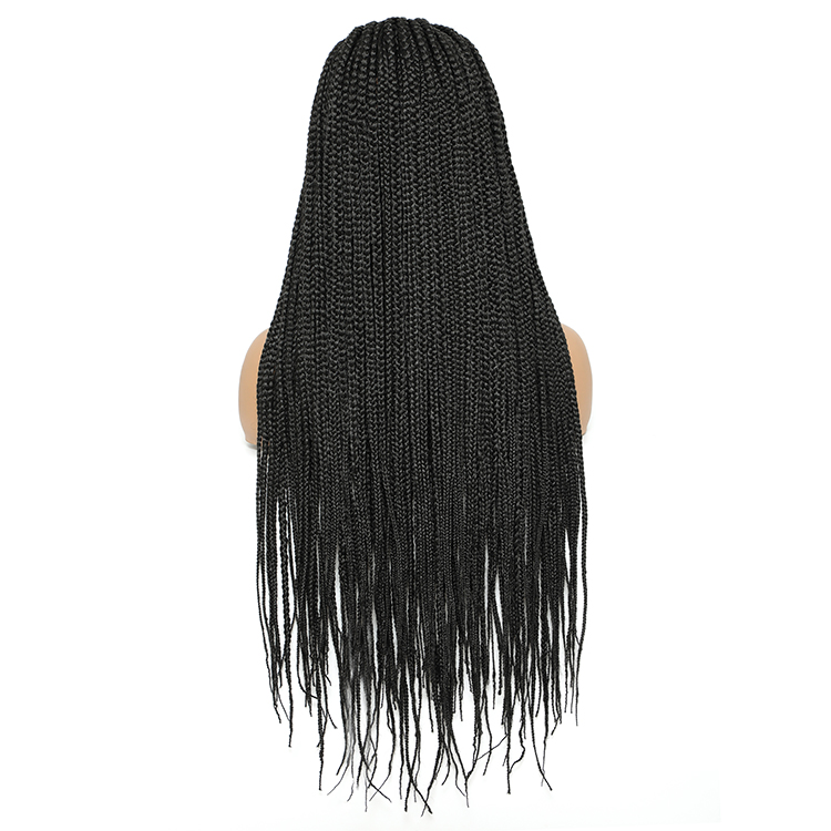 Extra Long Wholesale Cheap Colourful Micro Cornrow African Lace Front Glueless Knotless Synthetic Singles Braided Wigs Vendors