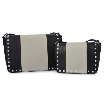 Fashion Cow Leather Matching Rivet Crossbody Satchel Bags