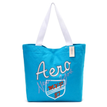 Fashion canvas tote bag logo design girls handbag