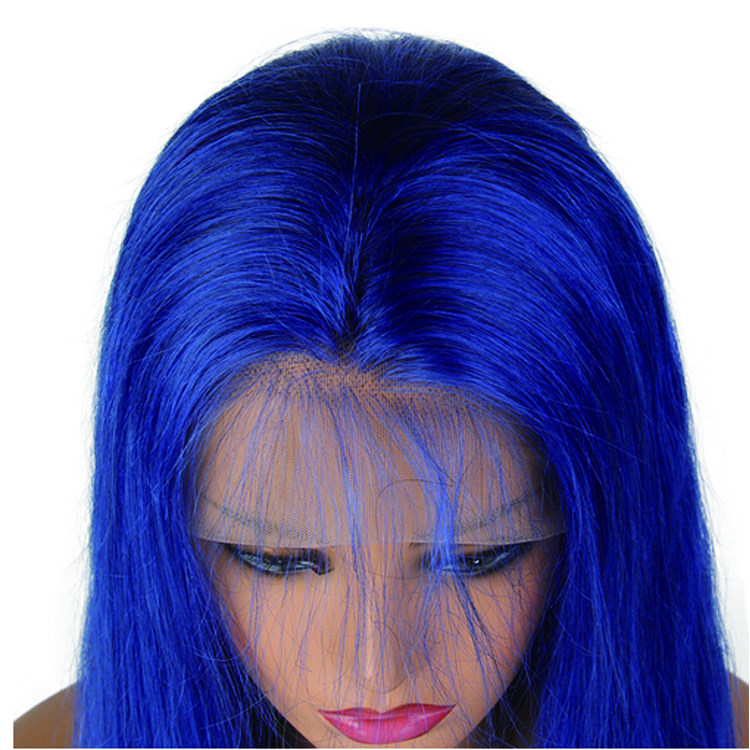 180% density Hair ombre extension colored wigs human hair blue lace front wig blue lace wigs