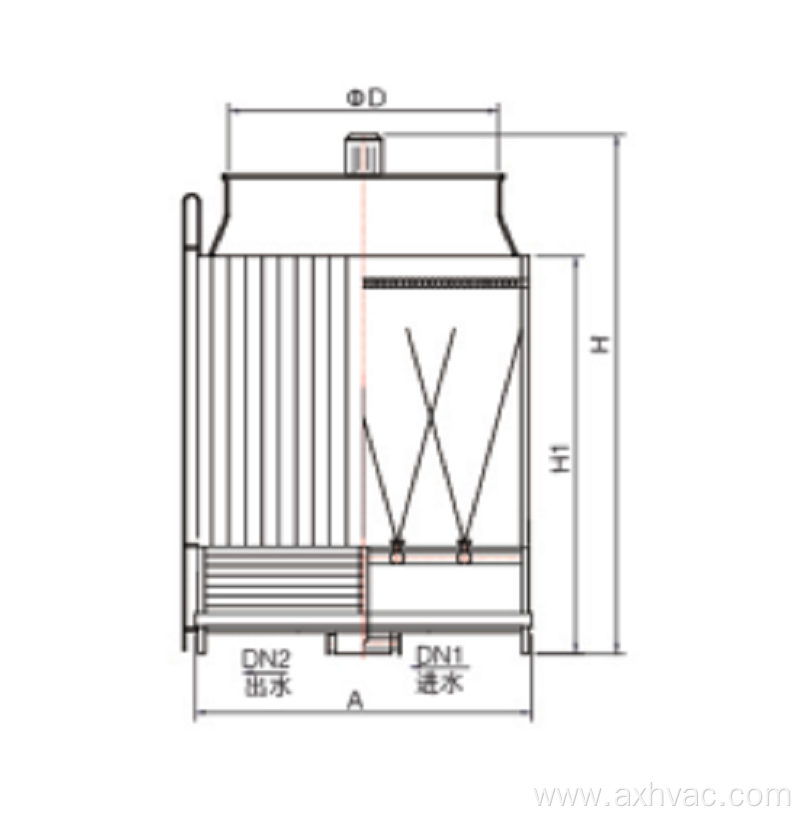 Non-filling spray cooling tower