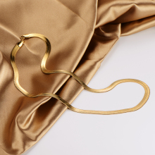 Wholesale Waterproof Herringbone Chains: 18K Gold Plated Stainless Steel Flat Snake Chain Necklaces for Women