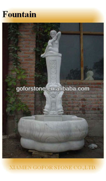 Nice hand carved female statue fountain, 3 tier stone fountain