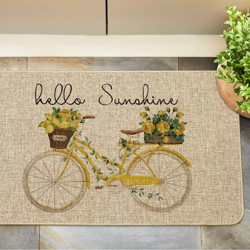 สวัสดี Sunshine Bicycle Flower Flower Decorative Doormat