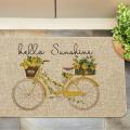 Hello Sunshine Bicycle Lemon Flower Decorative Doormat