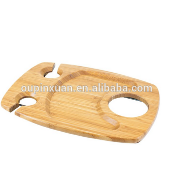 100% bamboo Foldable Table with Wine Bottle Holder and Glass Holder outdoor Rectangular Wine Tray wine table