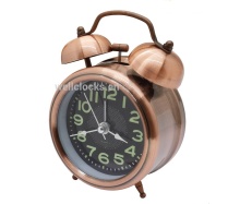 Vintage Quartz Copper Metal Twin Bell Table Alarm Clock