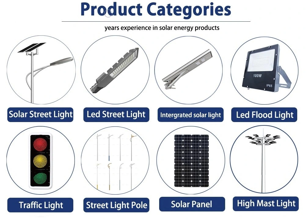 China Factory Direct Sales IP65 20W 50W 100W LED Light 100W LED All in One Solar Garden Light Park Light