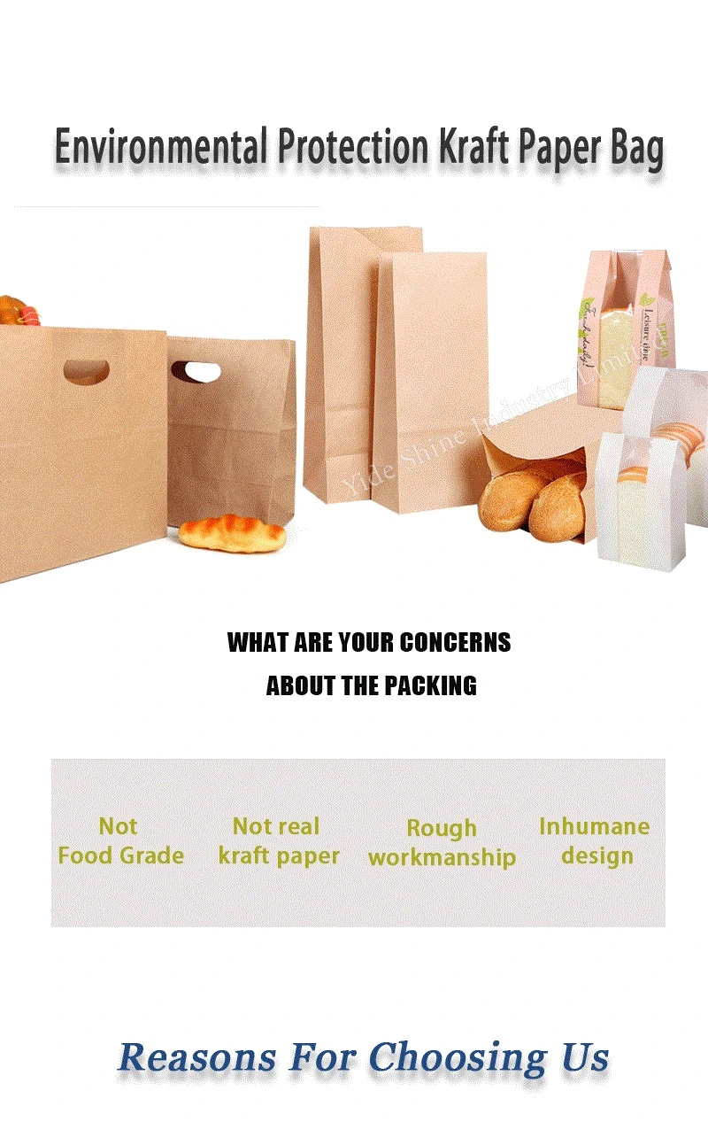 Eco-Friendly Stand up Packaging Shopping Brown Kraft Paper Die Cut Handle Bag Paper Lunch Bags for Food Delivery