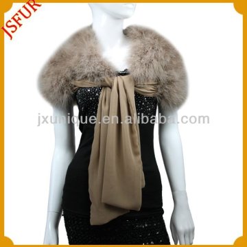 2014 Fashion brown turkey feather shawl lady scarf