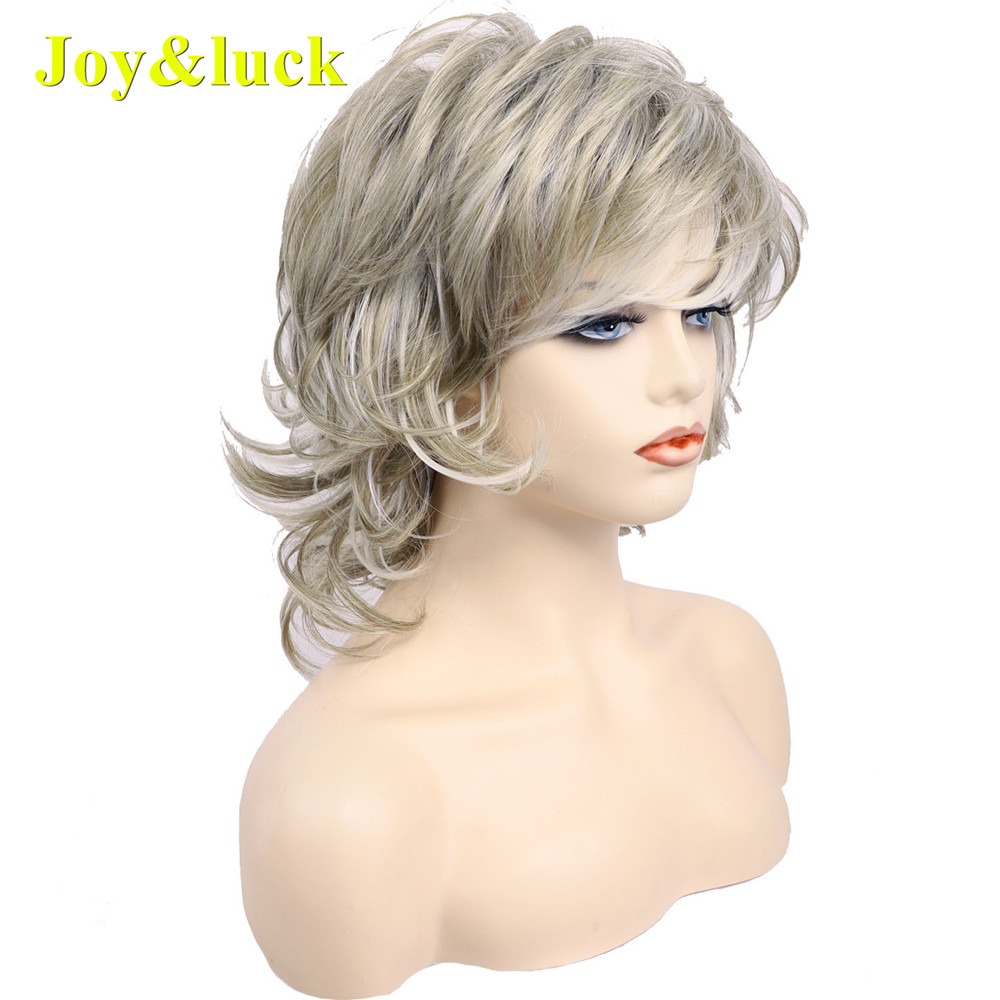 Wholesale Prices Ladies Hair Wig for Women Party Adjustable Band Free Part Brown Ombre Blonde Short Natural Curly Synthetic Wigs